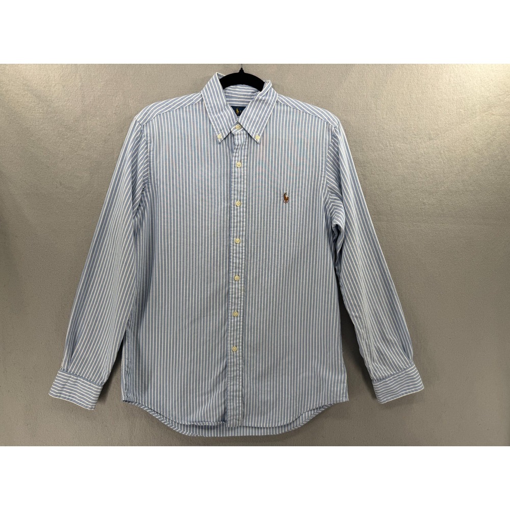 Ralph Lauren Oxford Shirt Womens SP Blue White Stripe Button Down Relaxed Pony